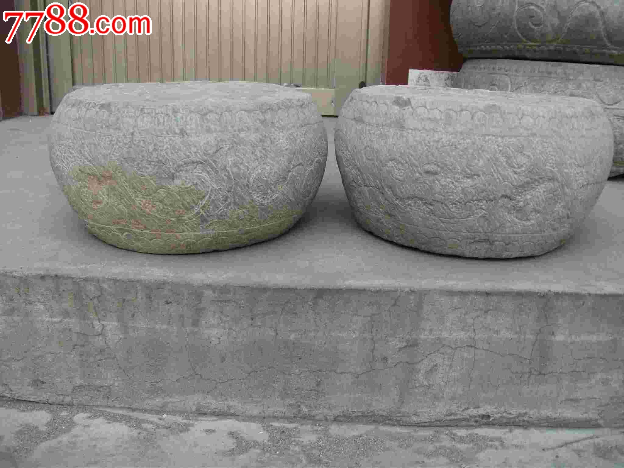 花草图案石鼓一对,-价格:800元-se23700969-石鼓/石墩-零售-中国收藏