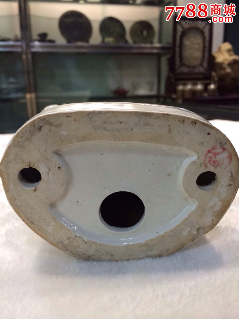 海外回流民国枫溪潮州窑《薛仁贵回窑》老人物陶瓷台灯座.