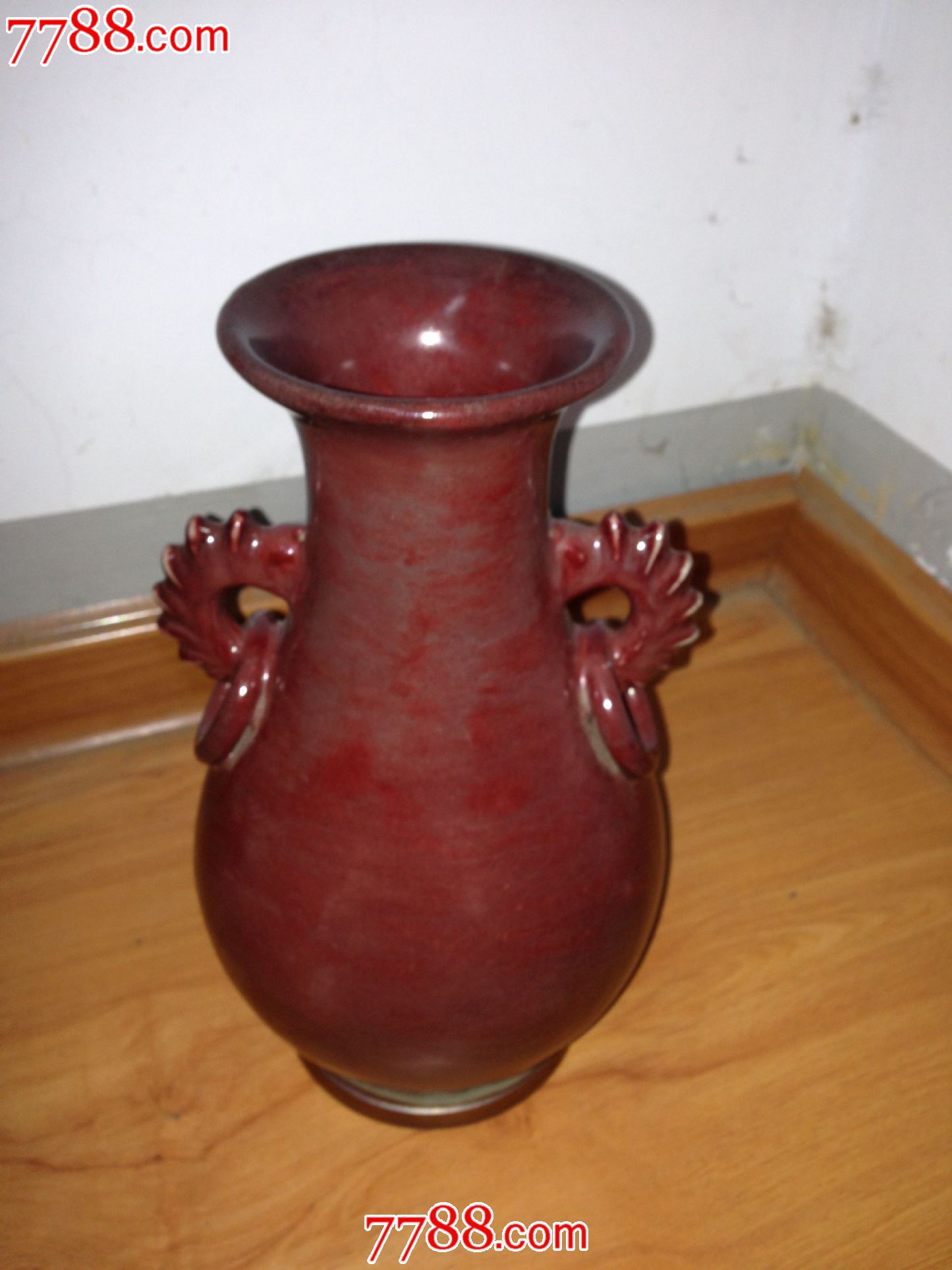 八十年代钧瓷一厂豇豆红釉钧瓷瓶