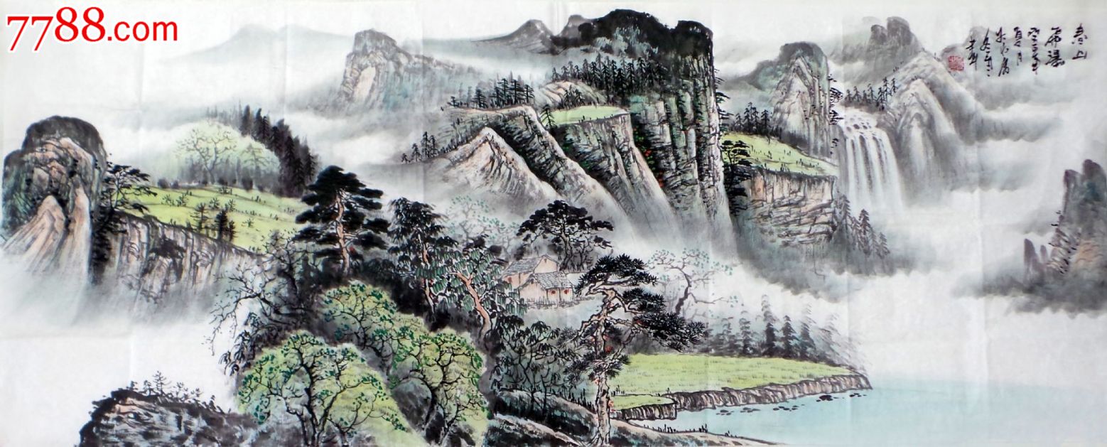 小六尺风水山水画春山飞瀑gs00119_价格700元_第1张_中国收藏热线