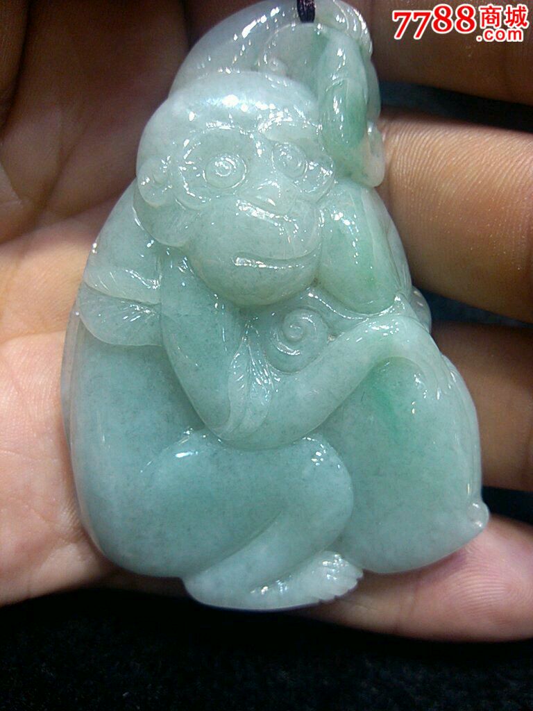 冰糯种翡翠a货手把件猴